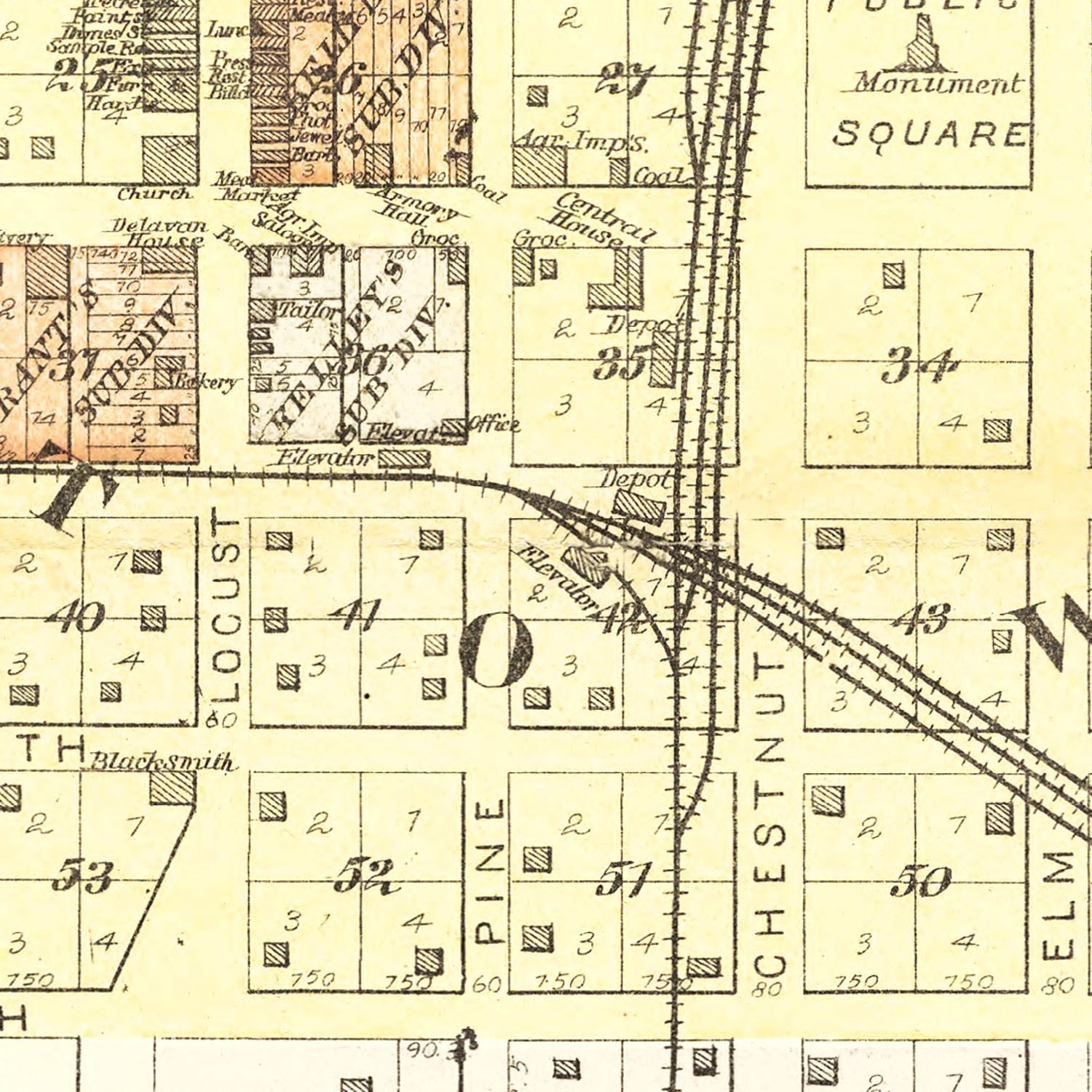 Vintage Map of Delavan, Illinois 1891