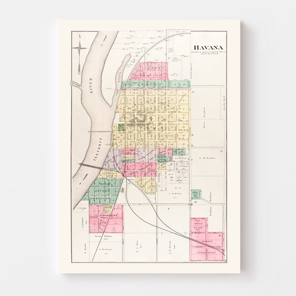 Vintage Map of Havana, Illinois 1891