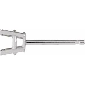 14K White Gold 1.75 mm Round 4-Prong Lightweight Earring Mounting