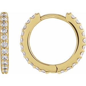 14K Yellow Gold 1/2 CTW Lab-Grown Diamond 13.64 mm Hoop Earrings
