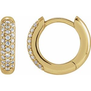 14K Yellow Gold 1/4 CTW Lab-Grown Diamond 12 mm Hinged Hoop Earrings