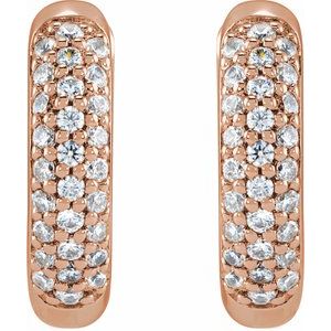 14K Rose Gold 1/4 CTW Lab-Grown Diamond 12 mm Hinged Hoop Earrings