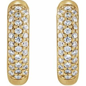 14K Yellow Gold 1/4 CTW Lab-Grown Diamond 12 mm Hinged Hoop Earrings