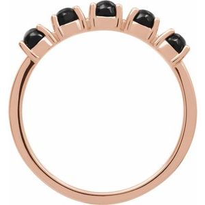 14K Rose Gold Natural Black Onyx Cabochon Stackable Ring