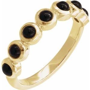 14K Yellow Gold Natural Black Onyx Stackable Ring