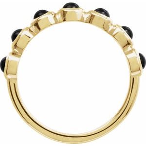 14K Yellow Gold Natural Black Onyx Stackable Ring