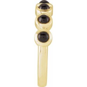 14K Yellow Gold Natural Black Onyx Stackable Ring
