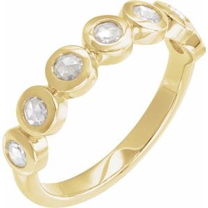 14K Yellow Gold Rose-Cut Lab-Grown Moissanite Stackable Ring