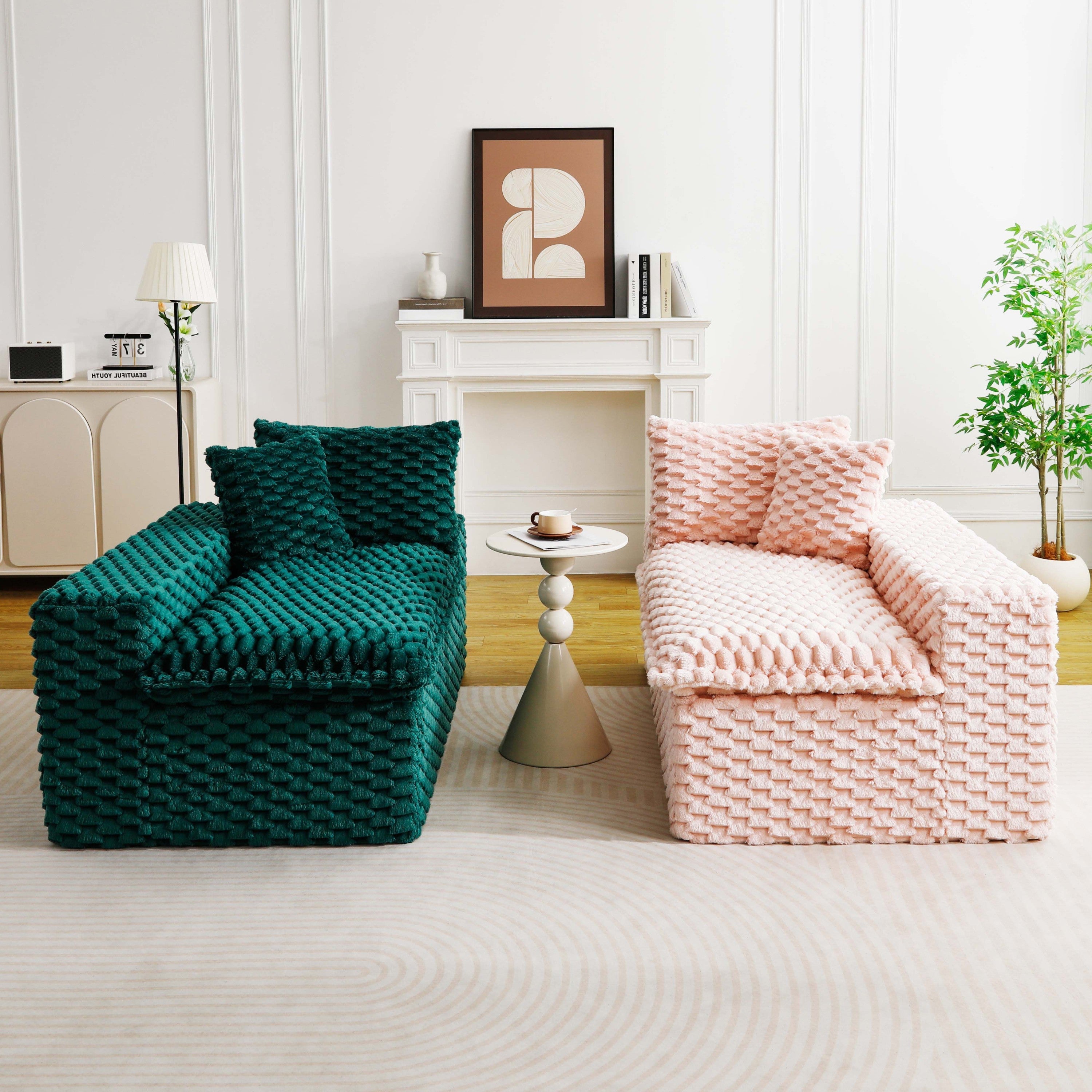 Luxury Color-Block Turtle Velvet Multifunctional Sofa - Arrangeable in Single Row, Side-by-Side or Facing Each Other, Stylish Living Room Furniture for Cozy Home Decor