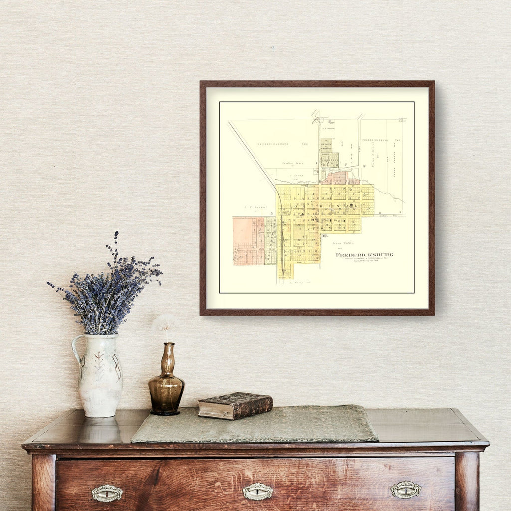 Vintage Map of Fredericksburg, Iowa 1892