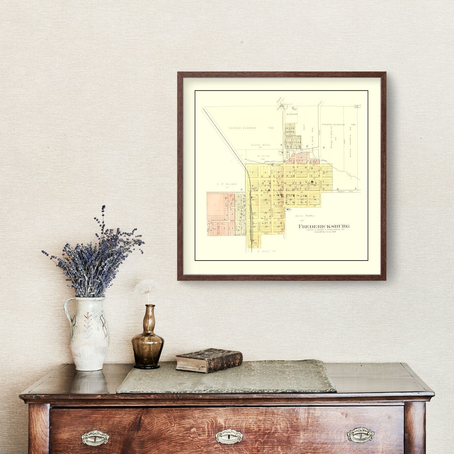 Vintage Map of Fredericksburg, Iowa 1892