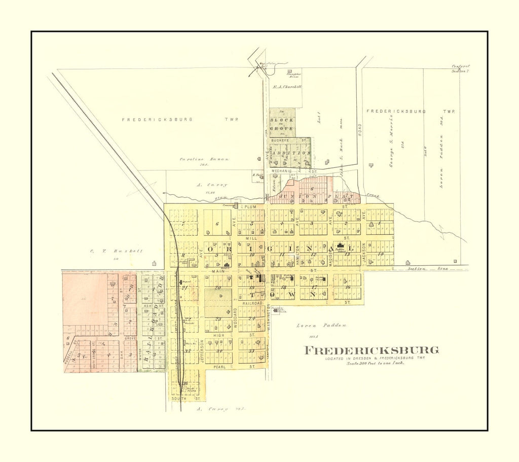 Vintage Map of Fredericksburg, Iowa 1892
