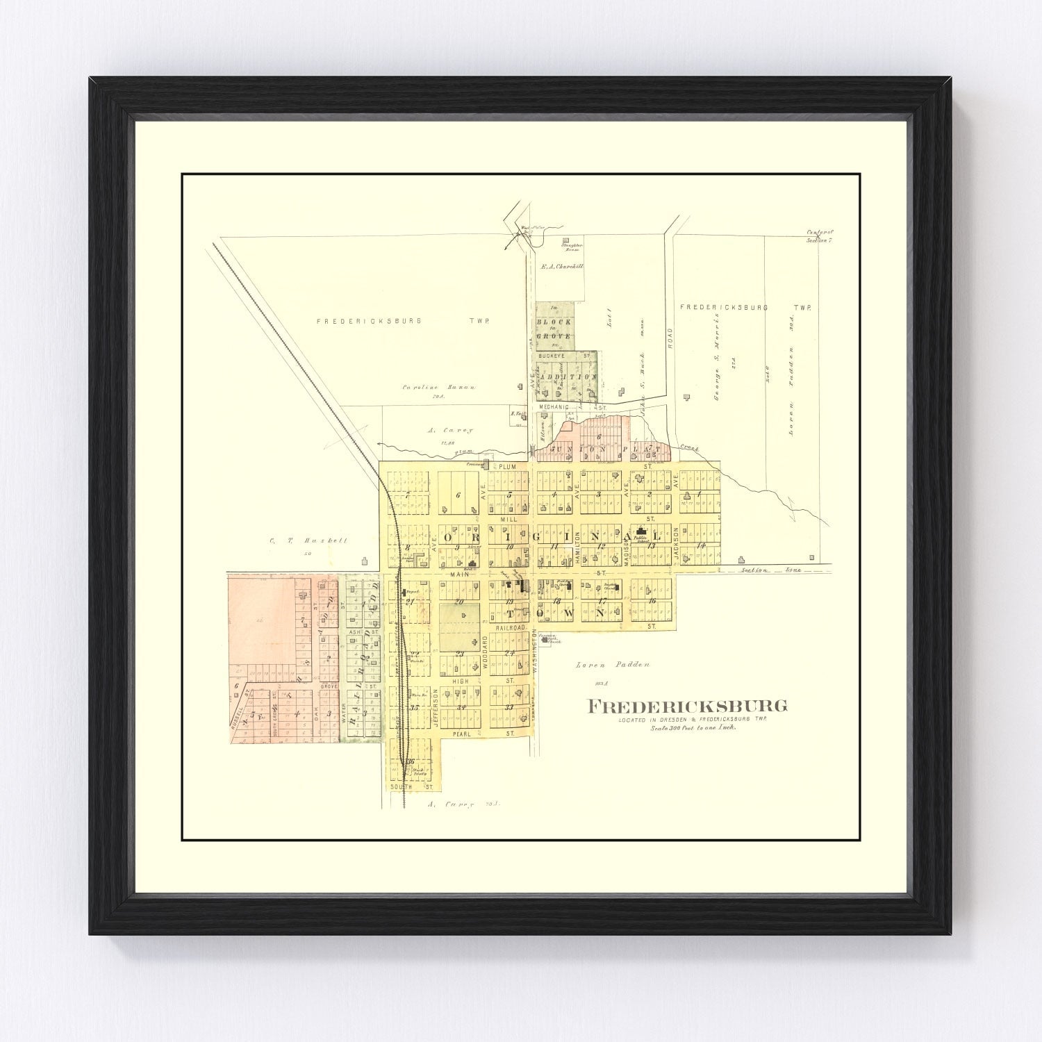 Vintage Map of Fredericksburg, Iowa 1892
