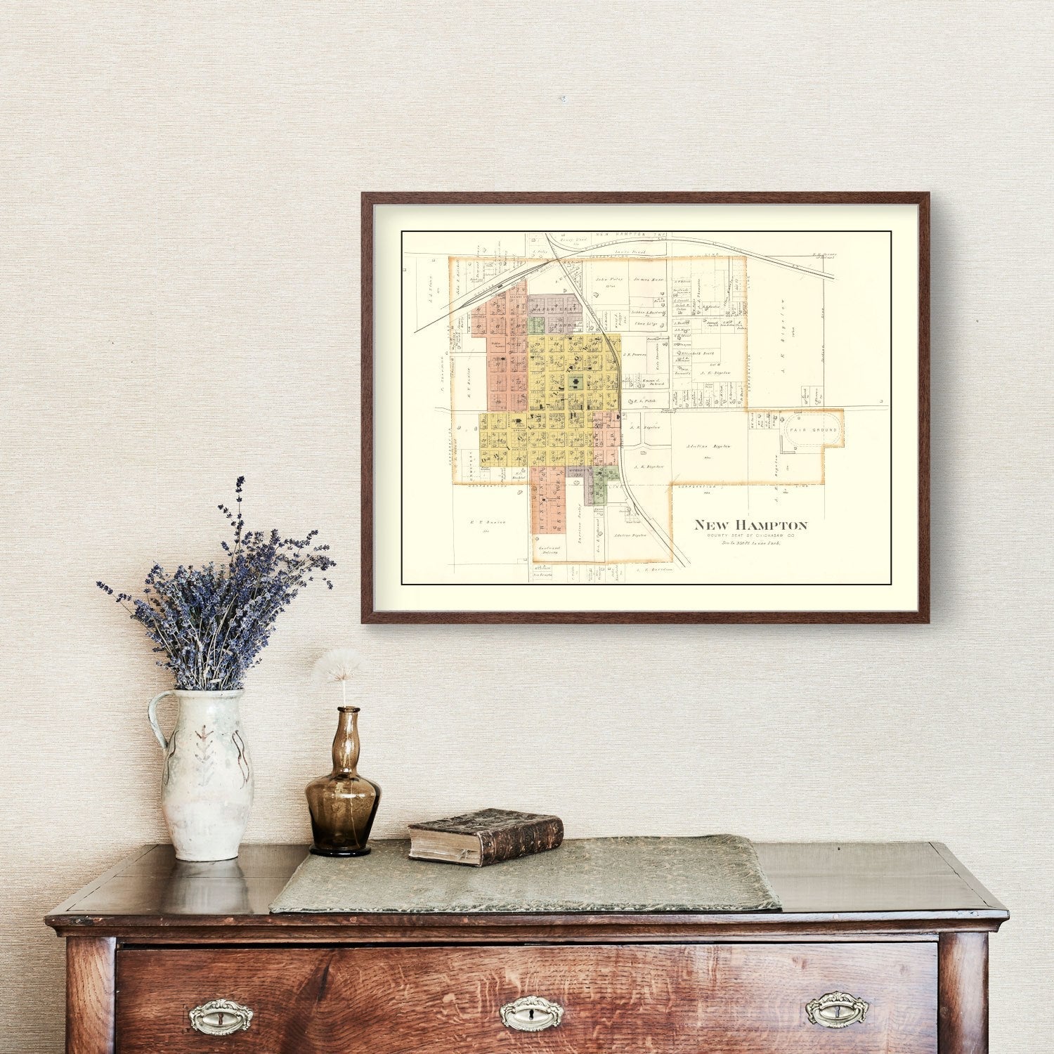 Vintage Map of New Hampton, Iowa 1892