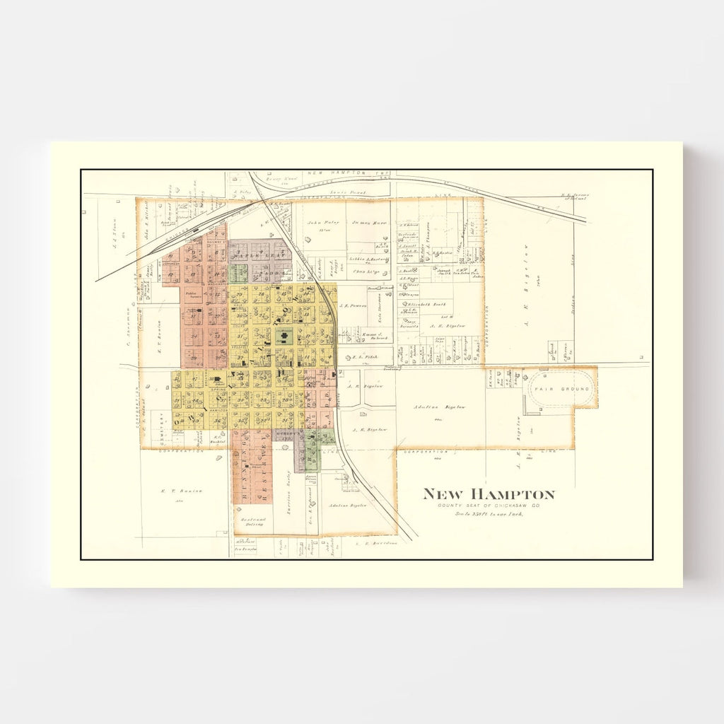 Vintage Map of New Hampton, Iowa 1892