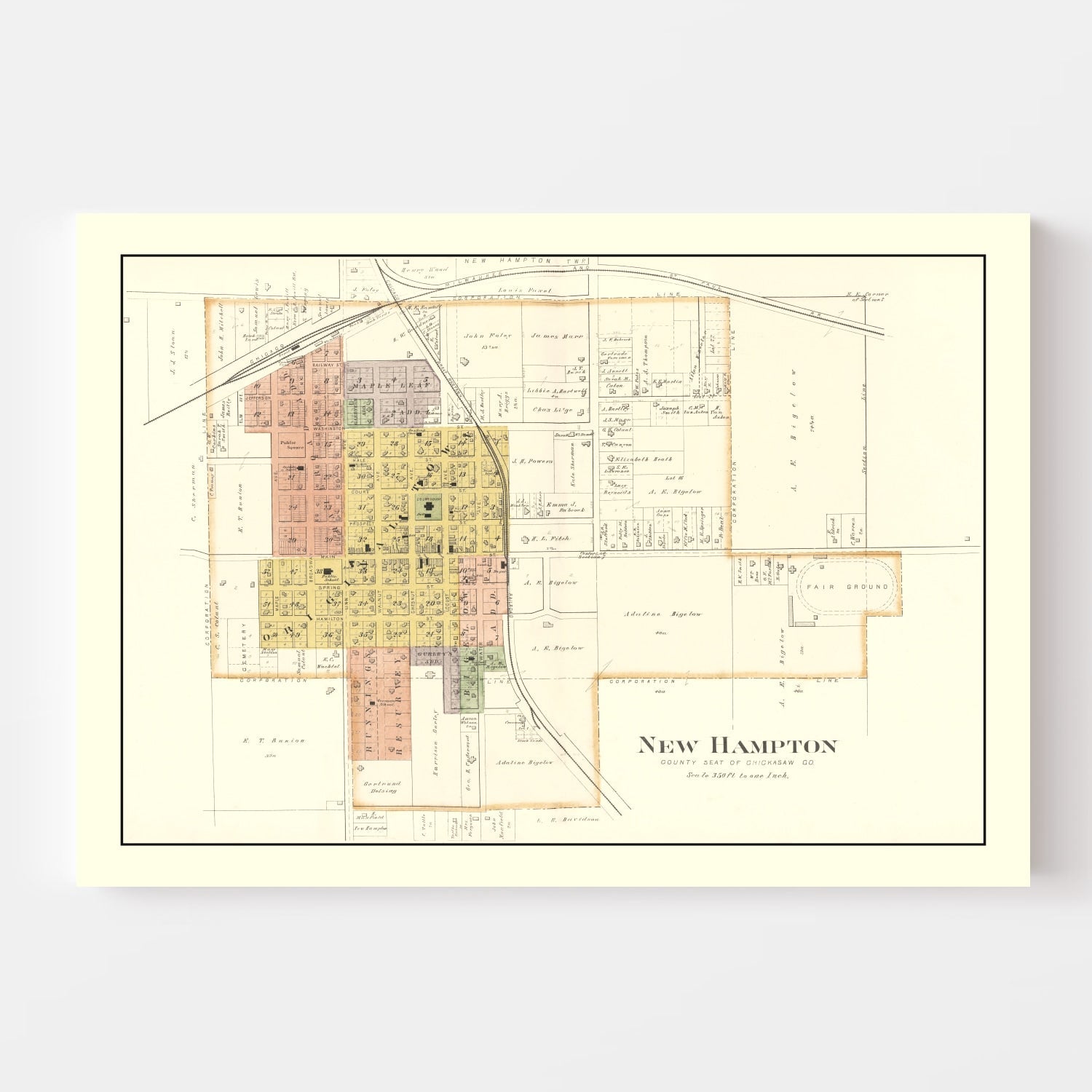 Vintage Map of New Hampton, Iowa 1892