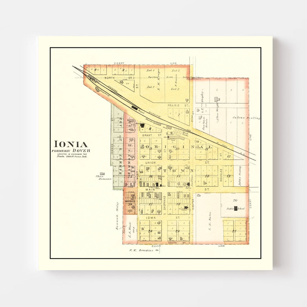 Vintage Map of Ionla, Iowa 1892