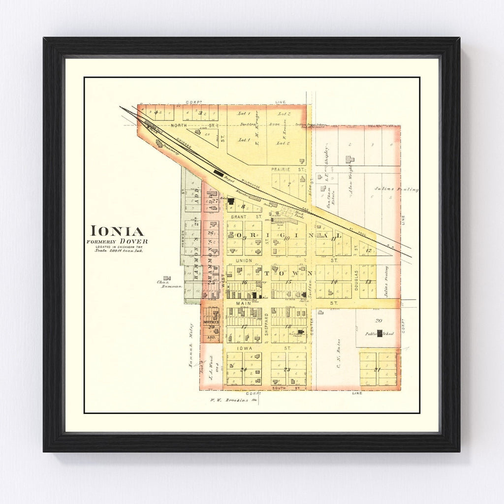 Vintage Map of Ionla, Iowa 1892