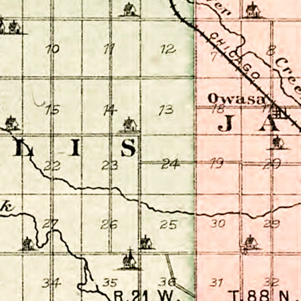 Vintage Map of Hardin County, Iowa 1892
