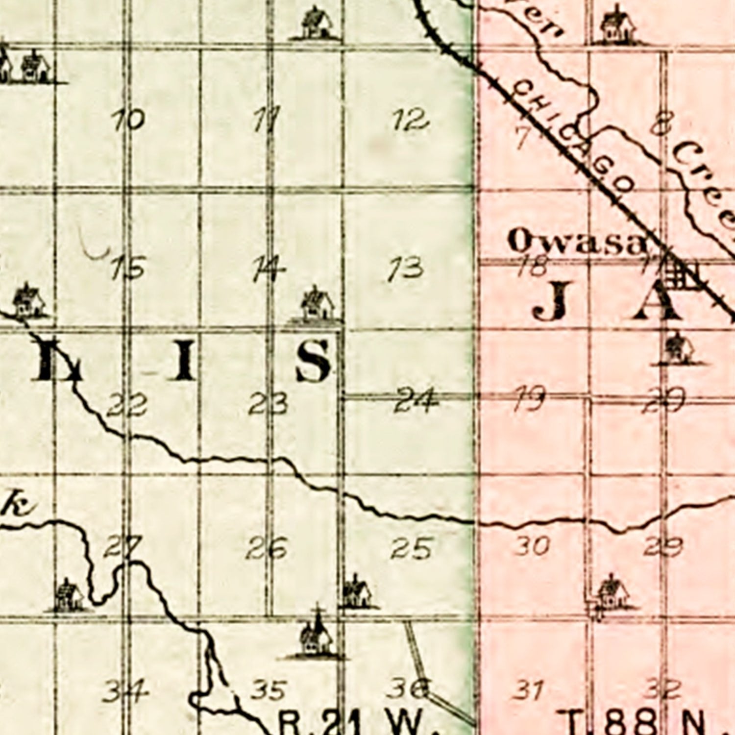 Vintage Map of Hardin County, Iowa 1892