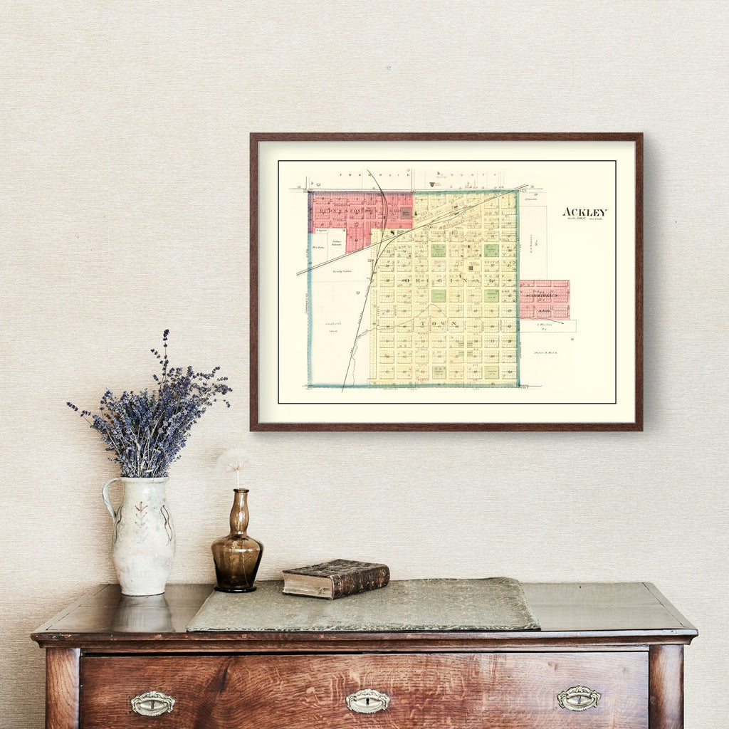 Vintage Map of Ackley, Iowa 1892