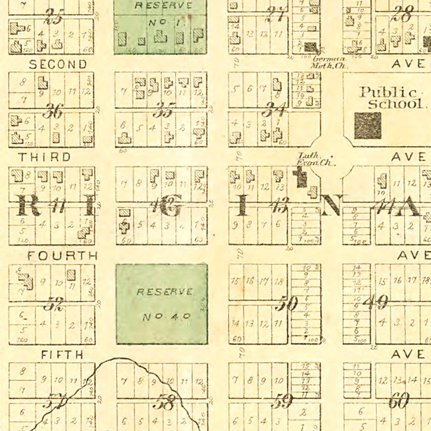 Vintage Map of Ackley, Iowa 1892