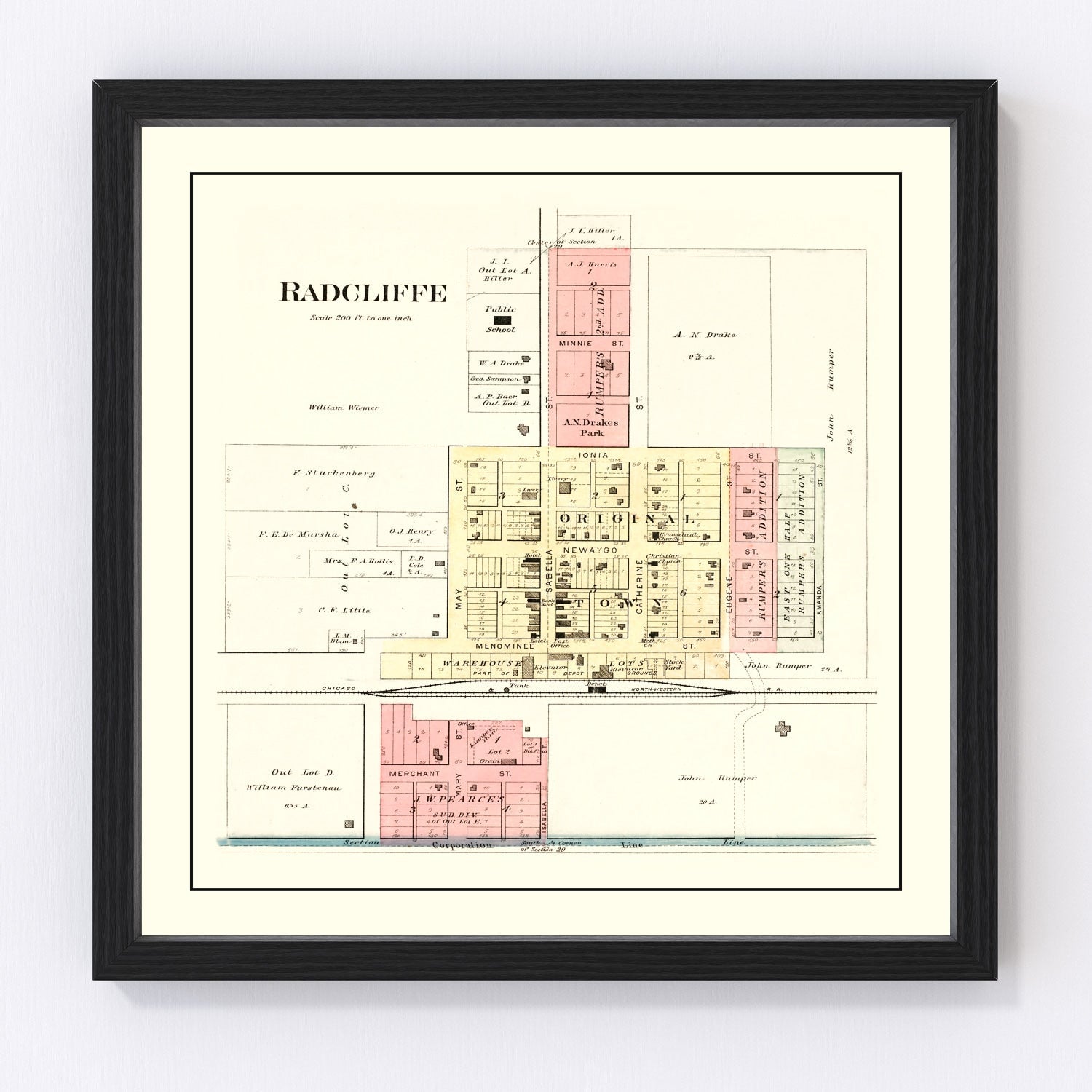 Vintage Map of Radcliffe, Iowa 1892