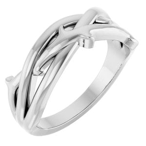 14K White Thorn Criss-Cross Ring