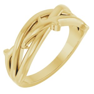 14K Yellow Thorn Criss-Cross Ring