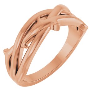 14K Rose Thorn Criss-Cross Ring