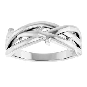 Sterling Silver Thorn Criss-Cross Ring