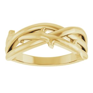 14K Yellow Thorn Criss-Cross Ring