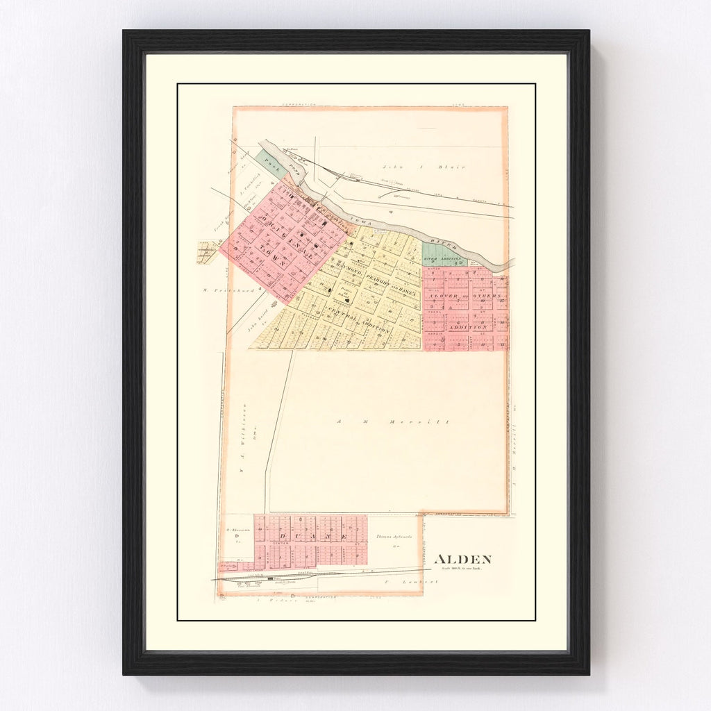 Vintage Map of Alden, Iowa 1892