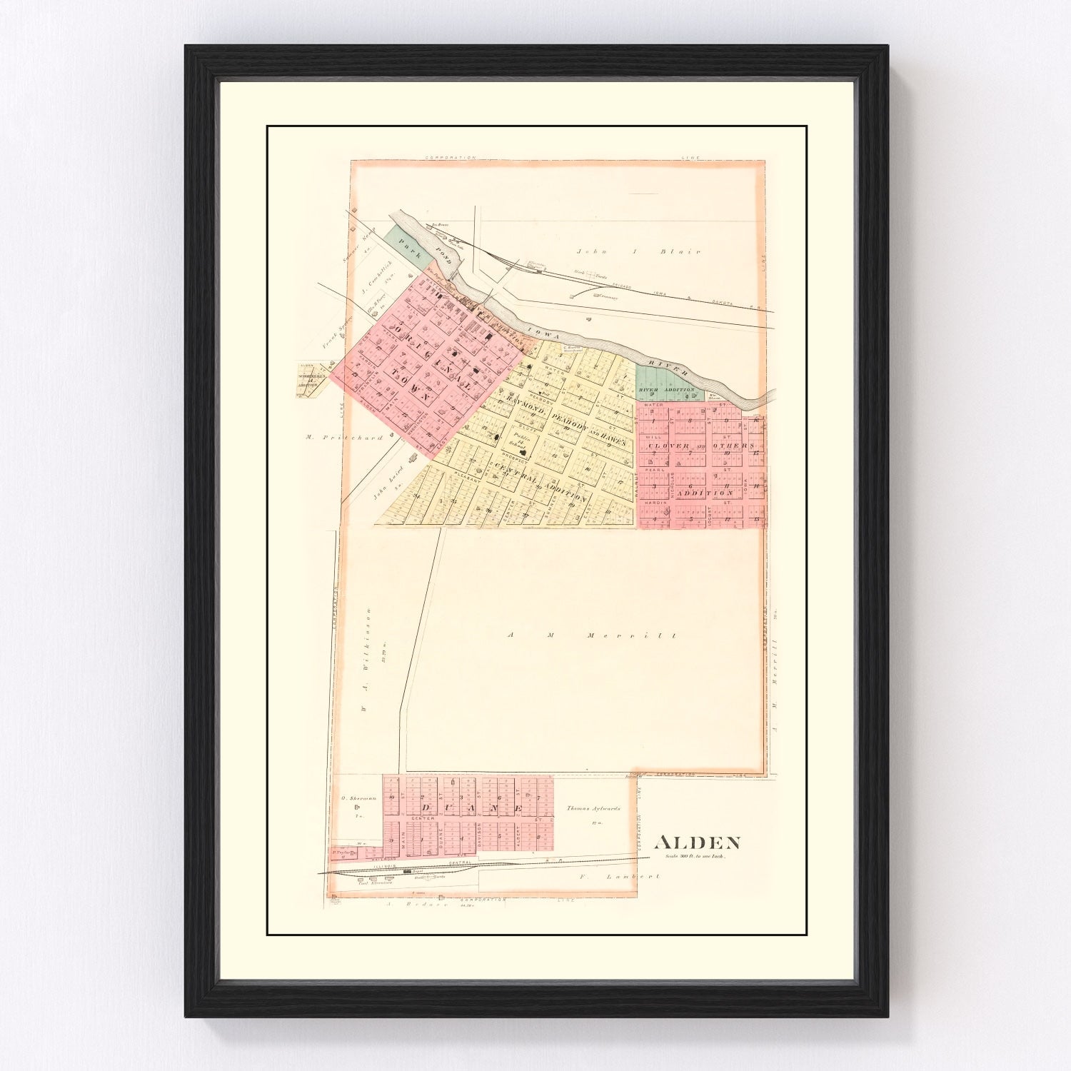 Vintage Map of Alden, Iowa 1892