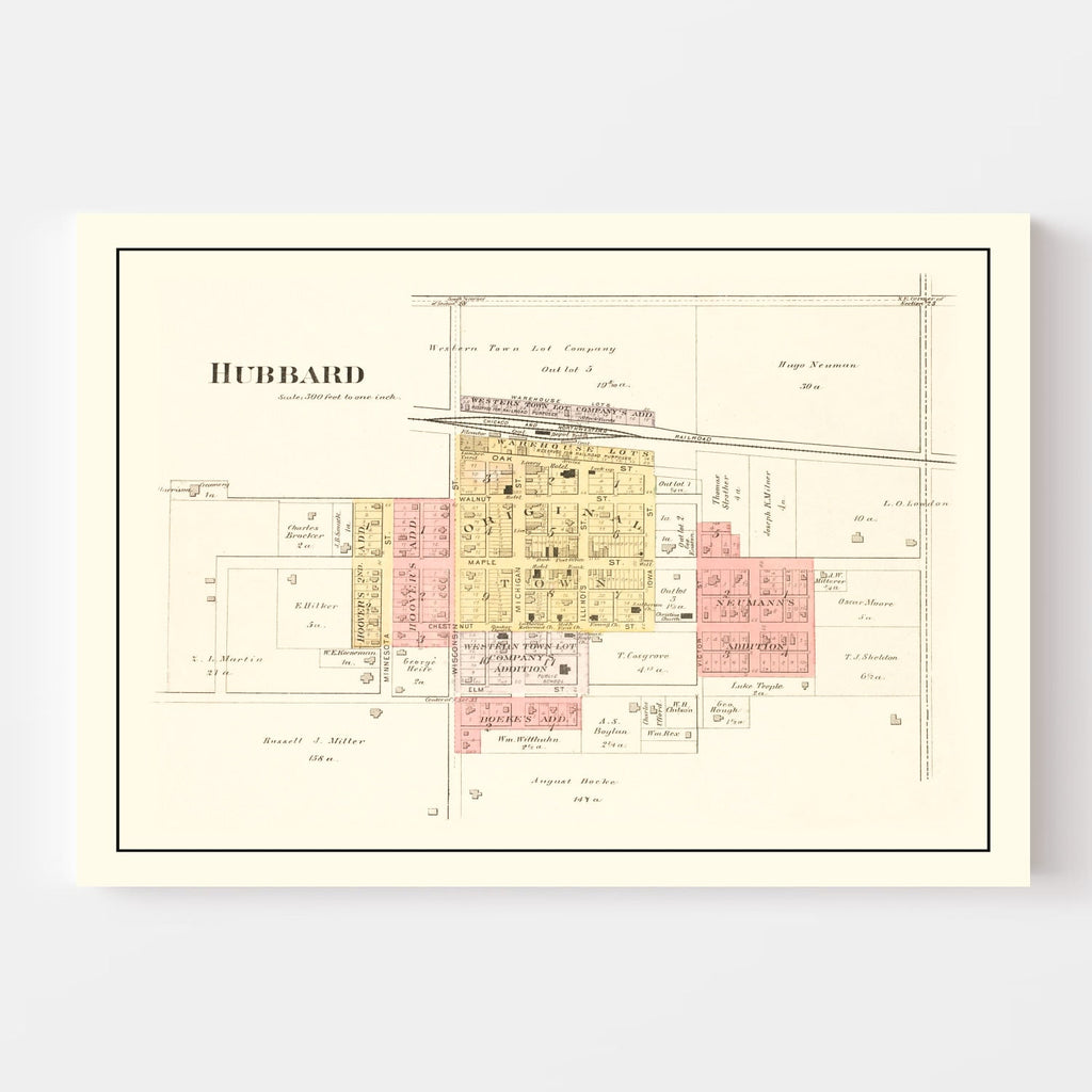 Vintage Map of Hubbard, Iowa 1892