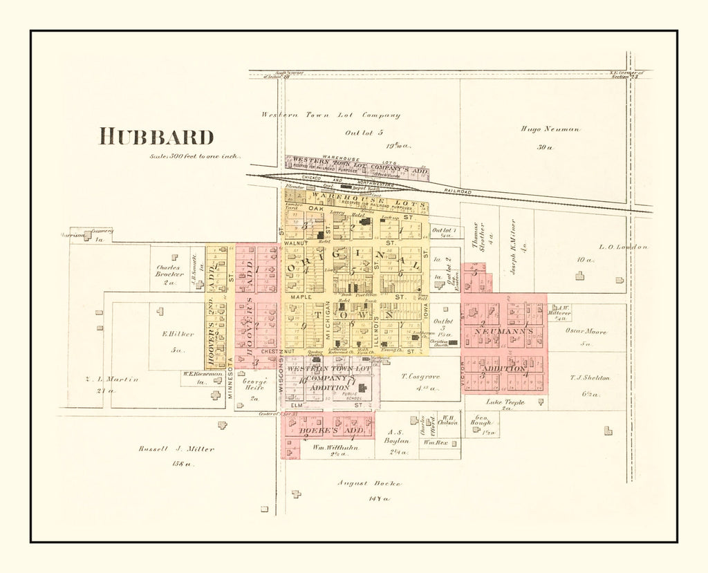 Vintage Map of Hubbard, Iowa 1892