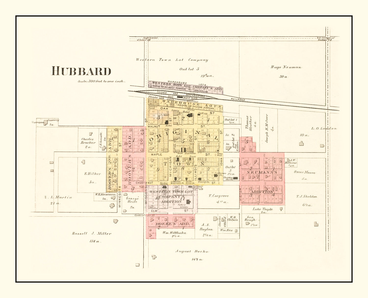 Vintage Map of Hubbard, Iowa 1892