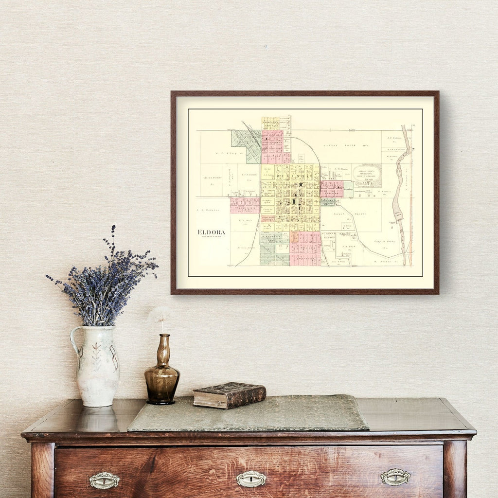 Vintage Map of Eldora, Iowa 1892