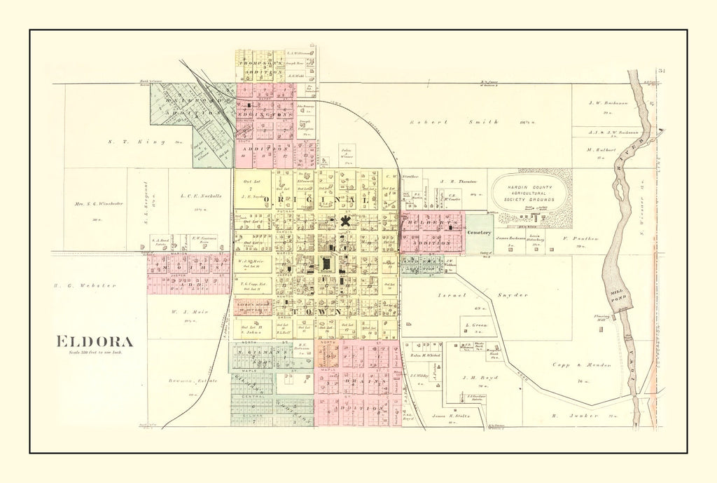 Vintage Map of Eldora, Iowa 1892