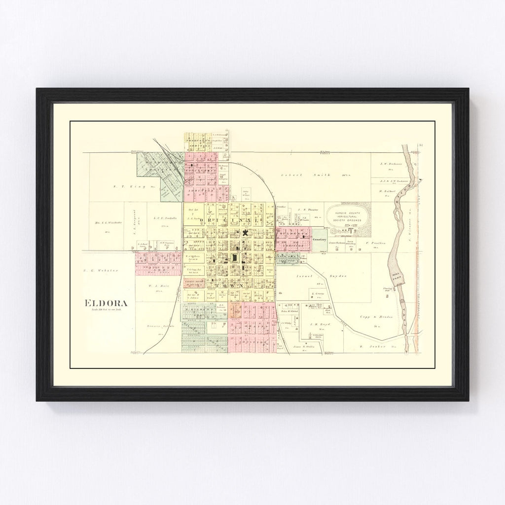 Vintage Map of Eldora, Iowa 1892