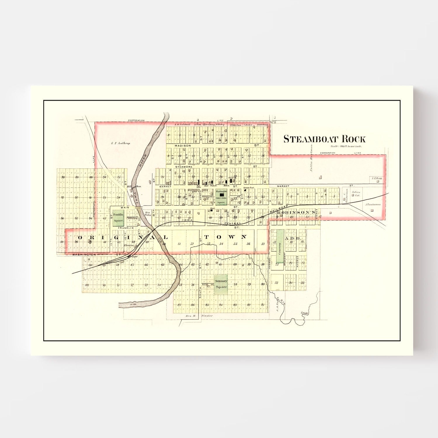 Vintage Map of Steamboat Rock, Iowa 1892