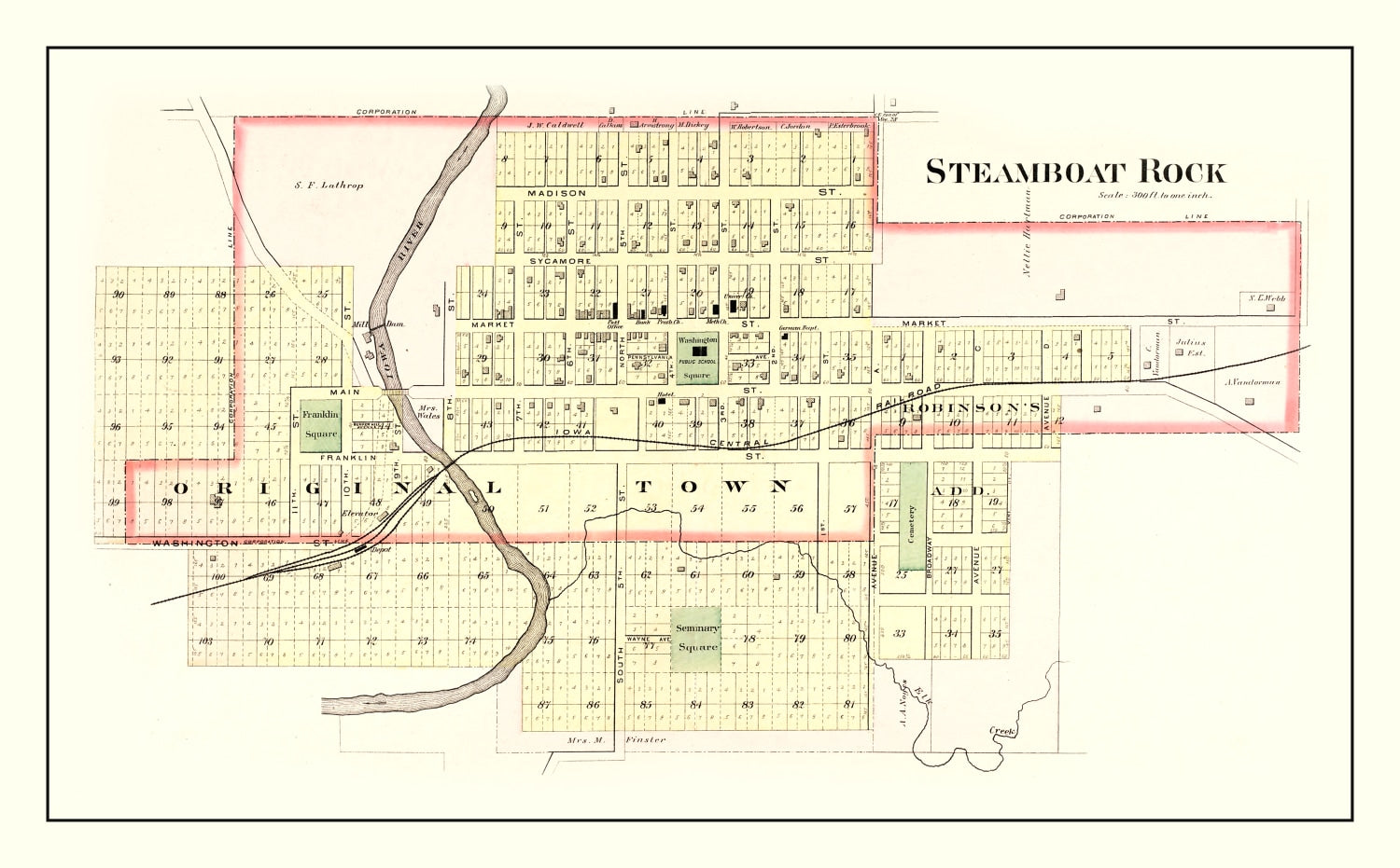 Vintage Map of Steamboat Rock, Iowa 1892