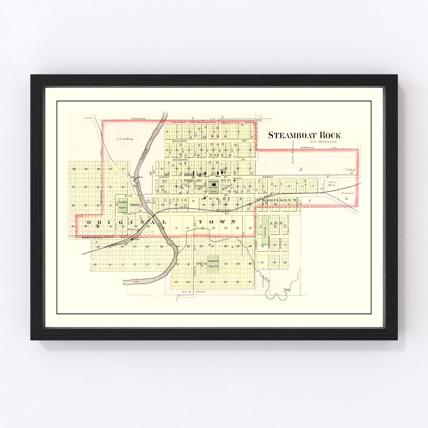 Vintage Map of Steamboat Rock, Iowa 1892