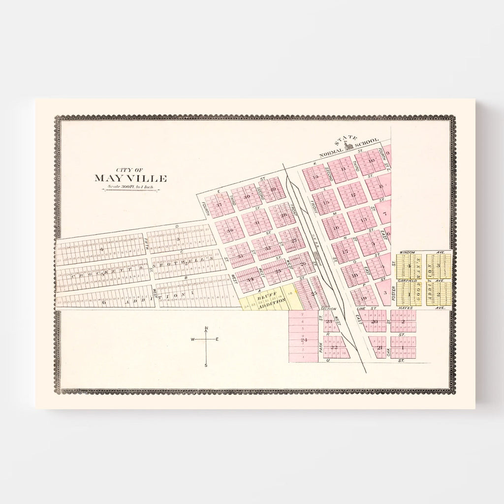 Vintage Map of Mayville, North Dakota 1892