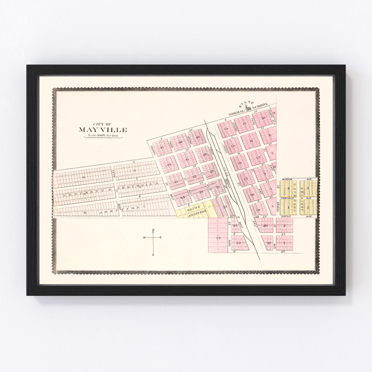 Vintage Map of Mayville, North Dakota 1892