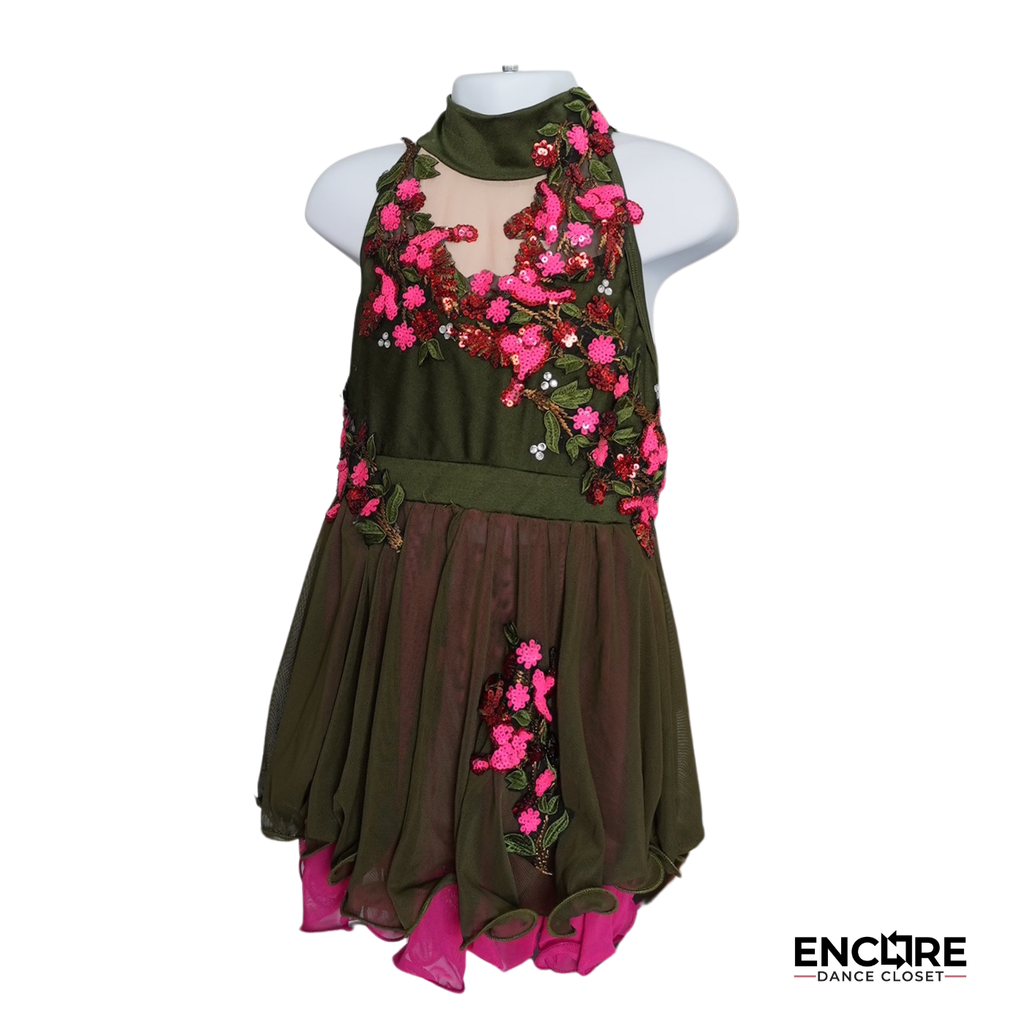 Olive Green and Pink Floral Lyrical