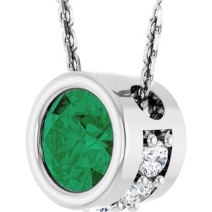 Accented Bezel-Set Necklace or Pendant