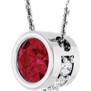 14K White Gold Natural Ruby & .07 CTW Natural Diamond 18" Necklace