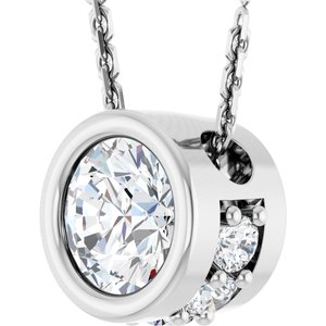 14K White Gold Natural White Sapphire & .07 CTW Natural Diamond 18" Necklace