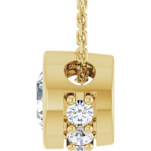 14K Yellow Gold Natural White Sapphire & .07 CTW Natural Diamond 18" Necklace